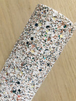 Mixed White Chunky Glitter Fabric - Canvas Backing