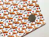 Custom Printed Smooth Faux Leather Pumpkin Pie Design  - White Felt Backing