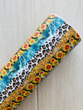 Printed Pebbled Faux Leather Sunflower and Leopard Brushworks