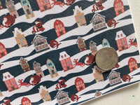 Printed faux leather Winter Village