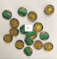 Green with Gold Glitter Resin Cabochons (10pcs 12mm)