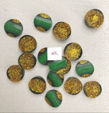 Green with Gold Glitter Resin Cabochons (10pcs 12mm)