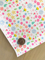 Printed Pebbled Faux Leather Small Flowers