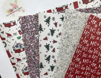 Mixed White, Red, Green and Purple Chunky Glitter Fabric - White Canvas Backing