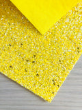 Yellow Chunky Glitter Fabric with Sequins - Yellow Nylon Back