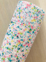 Lux White Chunky Glitter Fabric Sheet with Butterfly Shaped Glitters