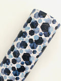 Custom Printed Pebbled Leather Blue Octagon Shapes