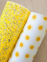 Yellow Chunky Glitter Fabric with Silver Glitters