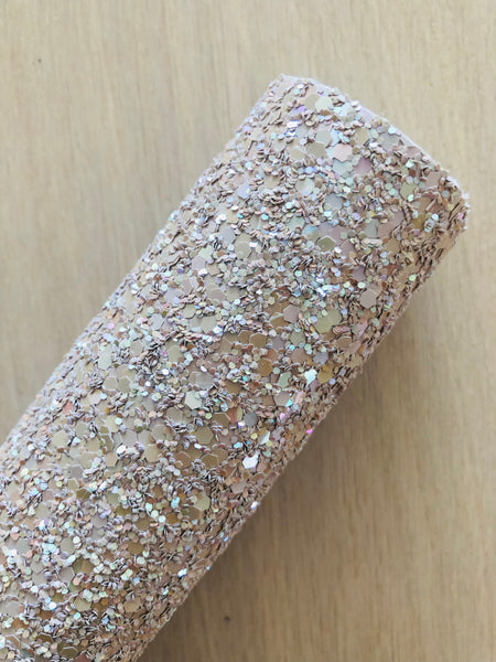 LUX Beige Chunky Glitter Fabric Sheet