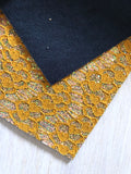 Heart Shaped Mustard Yellow Lace on Iridescent Brown Chunky Glitter
