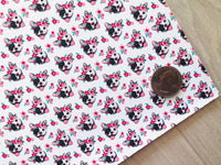 Custom Printed Smooth Leather Puppy and Floral - Felt Backing