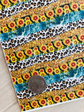 Printed Pebbled Faux Leather Sunflower and Leopard Brushworks