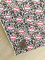 Printed Pebbled Faux Leather Baseball on Leopard