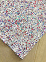 White and Purple Mixed Chunky Glitter Fabric - Canvas Backing