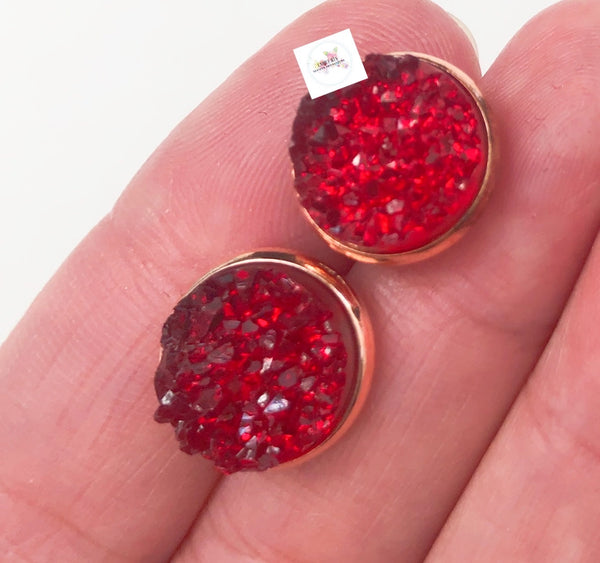 Red Crystal Faux Druzy Cabochons (10pcs)