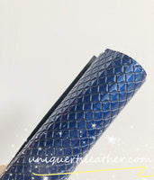 Textured Square Faux Leather Blue