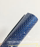 Textured Square Faux Leather Blue