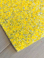 Yellow Chunky Glitter Fabric with Silver Glitters