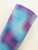 Shimmering Watercolor Tie Dye Faux Leather Blue and Purple