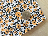 Custom Printed Smooth Leather Yellow Flowers - Felt Backing