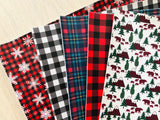 Custom Printed Smooth Leather Black and White Buffalo Plaid - Soft Felt Backing