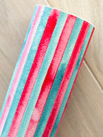 Printed Pebbled Faux Leather Red and Green Watercolor Strips