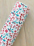 Custom Printed Smooth Leather Christmas Red Berries, Candy Cane Design - Soft Felt Backing