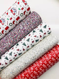 Mixed White, Red, Green and Purple Chunky Glitter Fabric - White Canvas Backing