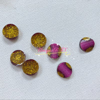 Pink with Gold Glitter Resin Cabochons (10pcs 12mm)