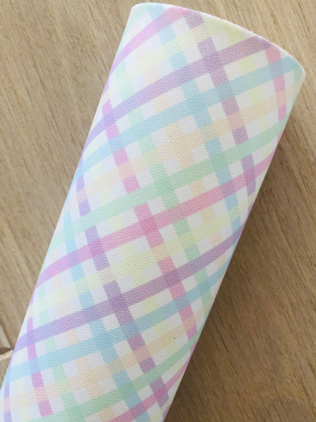 Custom Printed Smooth Leather Pastel Plaid