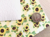 Custom Printed Smooth Leather Sunflowers - White Cotton Backing