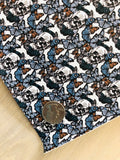 Custom Printed Smooth Faux Leather Skulls with Butterflies - Felt Backing