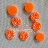 Neon Orange Chunky Faux Druzy Cabochons (10pcs)