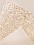 Off White Chunky Glitter Fabric Sheet - White Canvas Backing