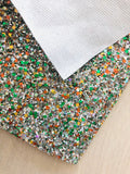 Silver Chunky Glitter Fabric - White Twill Backing