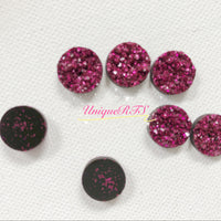 Hot Pink Chunky Faux Druzy Cabochons (10pcs)