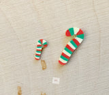 Red, Green and White Candy Cane Clay Pieces