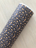 Custom Printed Pebbled Faux Leather Gold Leopard