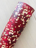 Custom Printed Smooth Leather Watercolor Red and Golden Dots