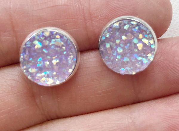 Iridescent Purple Cabochon Druzy(10pcs 12mm)