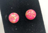 Hot Pink with Built-in Gold Leaf Opal Resin Cabochons (10pcs)