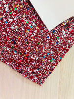 Mixed Red Chunky Glitter Fabric Sheet - Canvas Backing