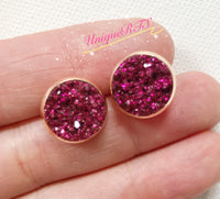 Hot Pink Chunky Faux Druzy Cabochons (10pcs)