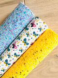 Yellow Chunky Glitter Fabric with Sequins - Yellow Nylon Back