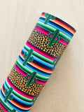 Custom Printed Smooth Leather Leopard, Serape and Cactus