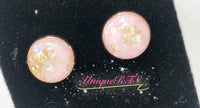 Pink with Built-in Gold Leaf Opal Resin Cabochons (10pcs)