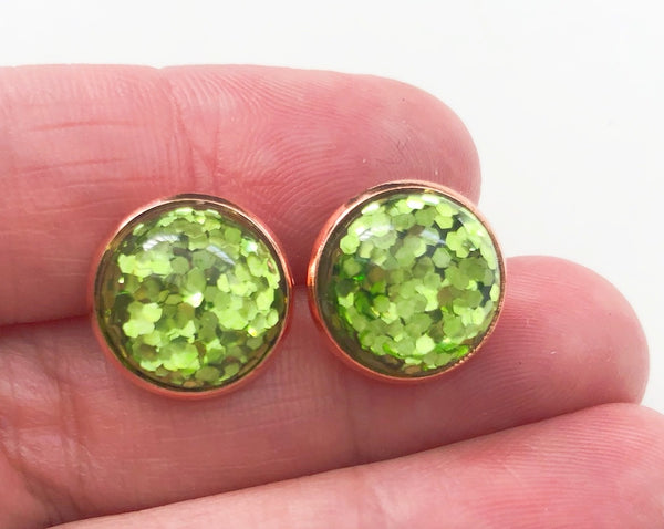 Green Flatback Resin Cabochons (10pcs 12mm)