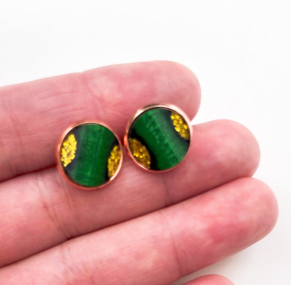 Green with Gold Glitter Resin Cabochons (10pcs 12mm)