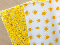 Yellow Chunky Glitter Fabric with Silver Glitters